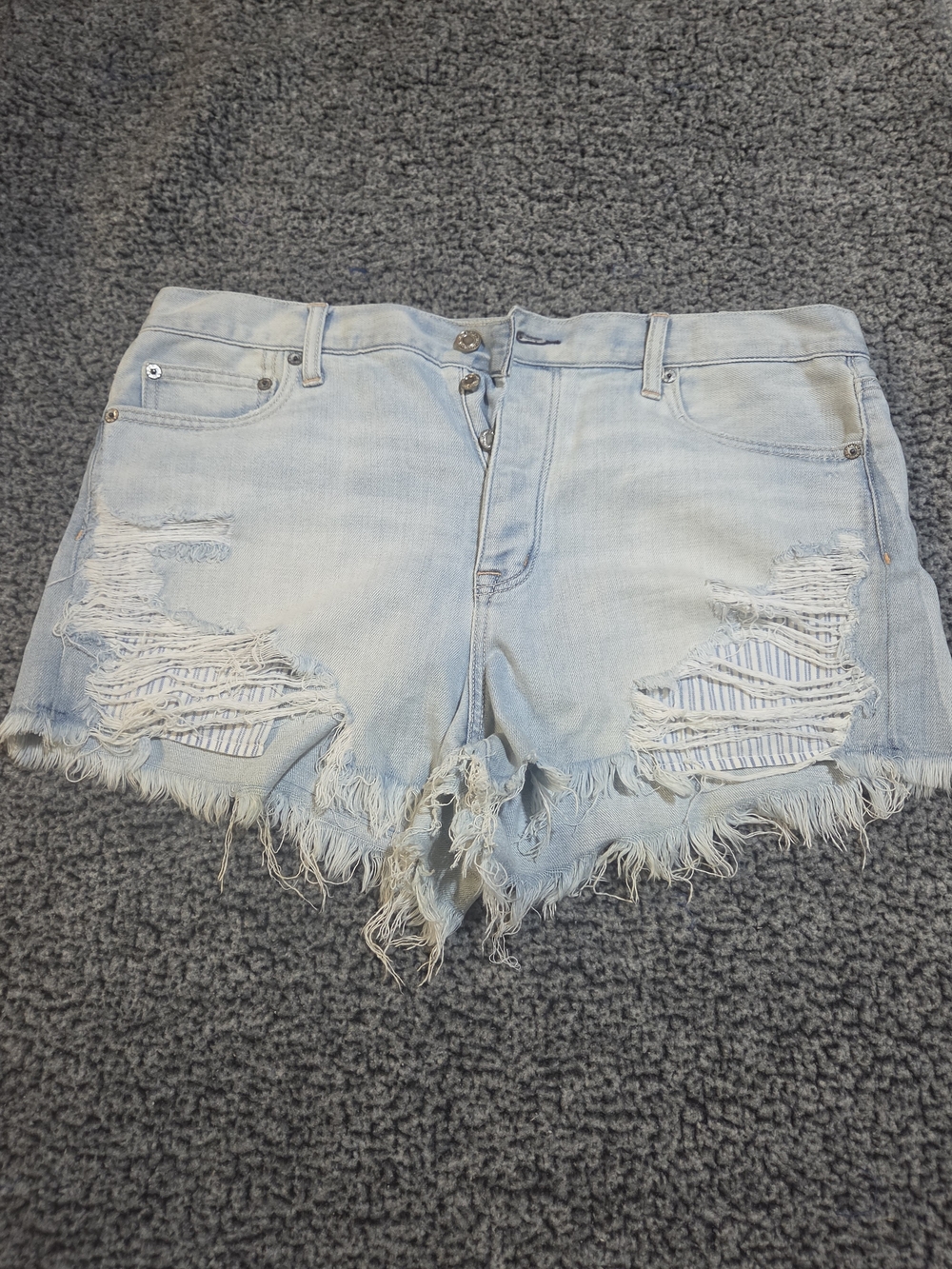 Women’s Light Blue Distressed Denim Shorts